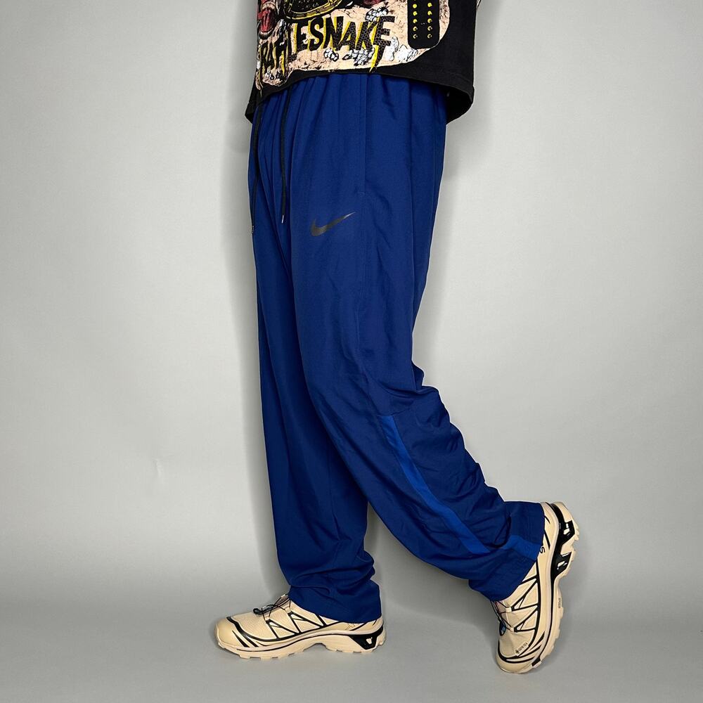 Vintage Y2K Nike Sweatpants Mens 2XL Baggy Wide Leg Royal Blue Polyester Swoosh